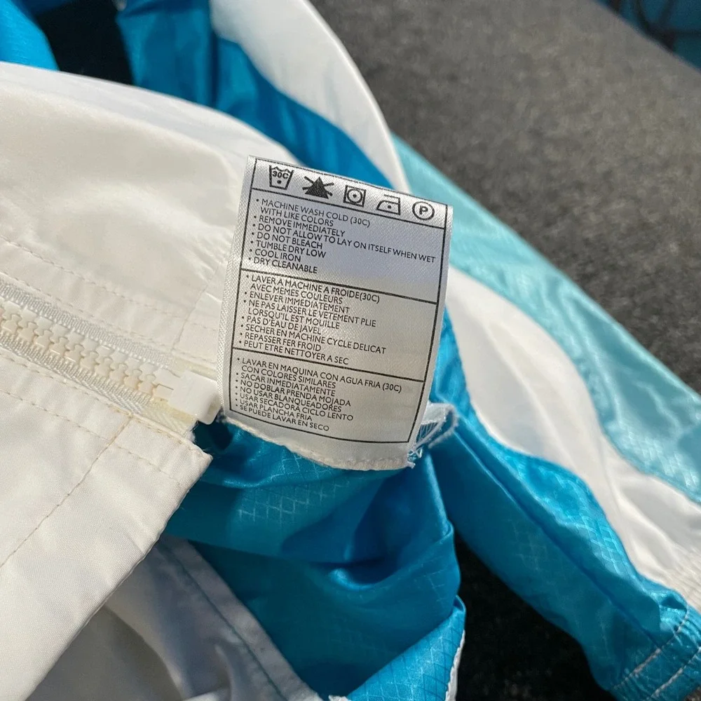 Nike Windbreaker Jacket Women Medium White Turquoise Good Vintage Colorblock 90s